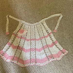 Mid century handmade crocheted apron
